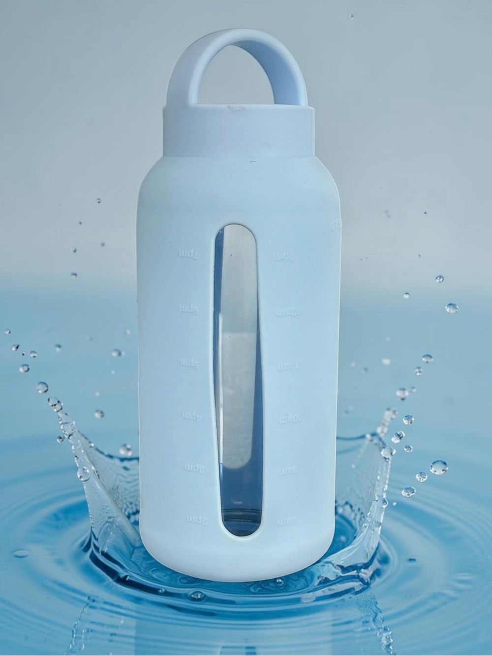 Slim Silicone Water Bottle with Carry Loop - Powder Blue